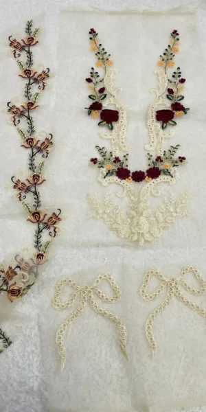 Aneelas Bow set ( Neckline, 35 inches border,pair of bows)