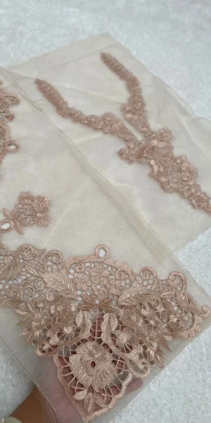 Antique Pink Laser Work Set(Neckline & Hemline)