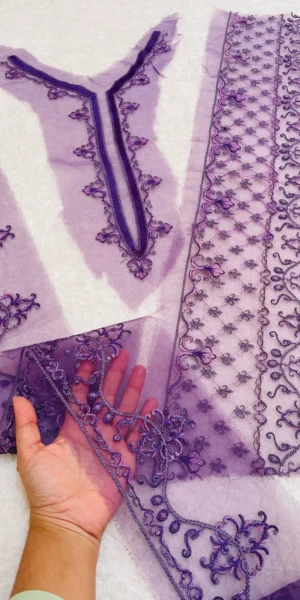 Purple Sapphire Set ( Neckline,Hemline, Sleeves Border)