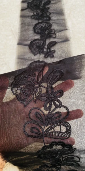 1 yard Black thread Embroidery Border